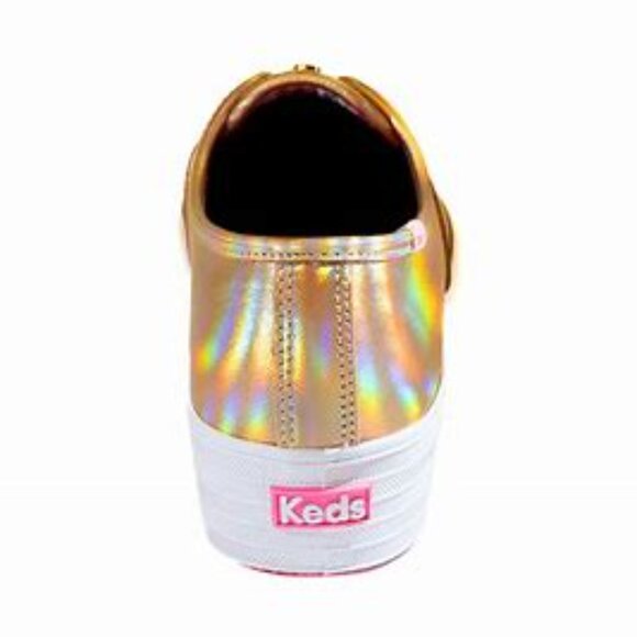 Keds x Barbie™️ $90 Point Metallic Leather Lace Up Gold Sz 9 NIB! - Picture 5 of 6